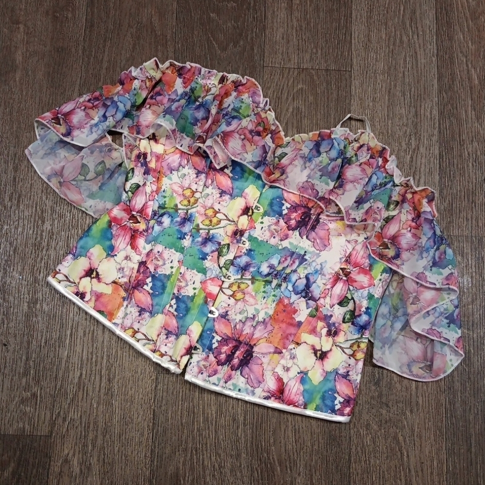 Corset Floral Off-Shoulder Women's Top Size XL